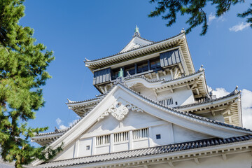 Fototapeta premium 青空と小倉城の天守 北九州市