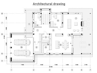 Drawing on a white background. Architectural background, poster, placard