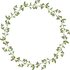 Obraz na płótnie Canvas Christmas wreath with mistletoe branch. Winter holiday decor.