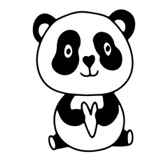 Doodle vector panda with heart to save animals