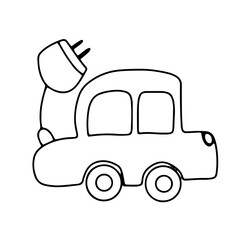 Electro car doodle. Sustainable eco transport