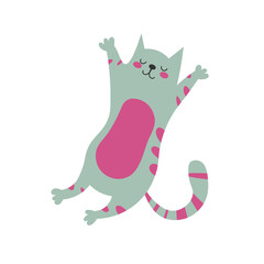 Cat icon Cute grey kitten. In cartoon style. Isolated on white background. Vector flat illustration. EPS