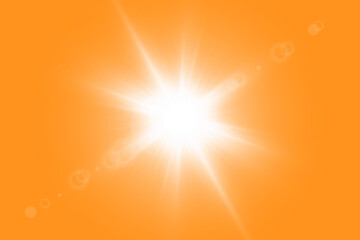 Solar rays.Warm sun on a yellow background. Leto.bliki. 