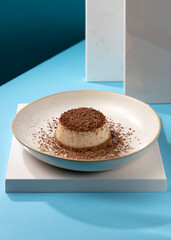 dessert with coconut chips and chocolate