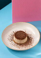dessert with coconut chips and chocolate