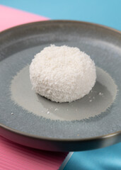 dessert with coconut chips and chocolate