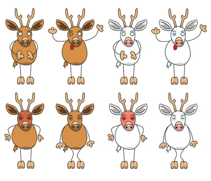 chevreuil avec diff&eacute;rentes expressions et &eacute;motions