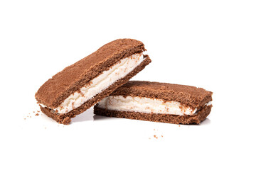 Tasty chocolate biscuit cake isolated