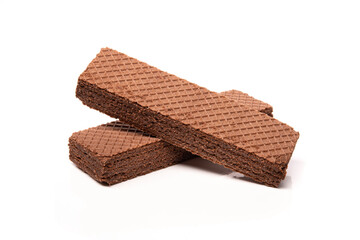 Chocolate waffles isolated on a white background.