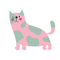 Cat icon Cute pink kitten. In cartoon style. Isolated on white background. Vector flat illustration. EPS