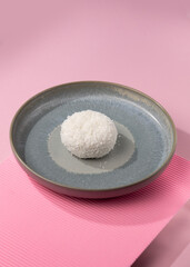 dessert with coconut chips and chocolate