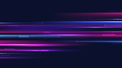 Abstract technology digital futuristic concept  blue and pink neon colors lighting effect motion decoration geometric shapes elements © rarinlada