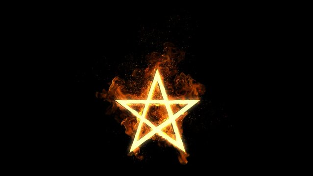 五芒星が燃える素材 グロー／Star-Fire_Pentagram_Five-pointed-star_a_Add Glow