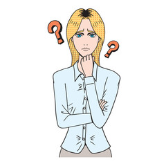 考える白人女性