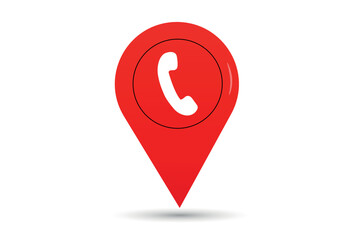 Red phone call Icon with location icon vector element


