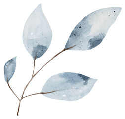Watercolor Blue Leaves