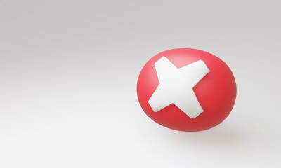 Obraz premium 3d Realistic Wrong sign with red cross check mark sign isolated on white background, vector illustration. Ban icon, error, cancel, tick, no, false, negative, fail, deny, emergency, delete button.