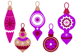 Vector set of Christmas tree toys for the Christmas tree.