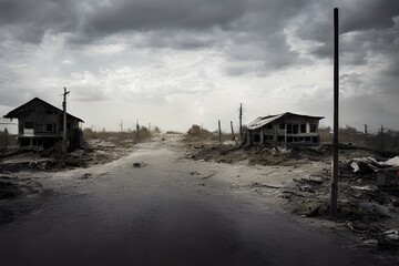 Abandoned town. Dystopia. Urban blight. Zombie apocalypse. Fallout. 