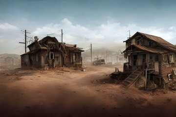 Abandoned town. Dystopia. Urban blight. Zombie apocalypse. Fallout. 