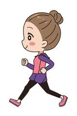 Illustration of a woman running, full body view.