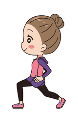 Fototapeta na wymiar Illustration of a woman exercising, full body view.