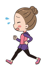 Illustration of a woman running, full body view.