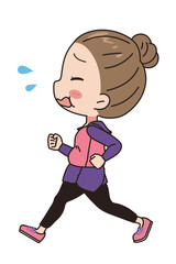 Illustration of a woman running, full body view.