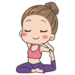 Illustration of a woman doing yoga, full body view.