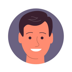 Portrait of a cheerful young man with a happy smile. Avatar male. Flat vector illustration isolated on white background