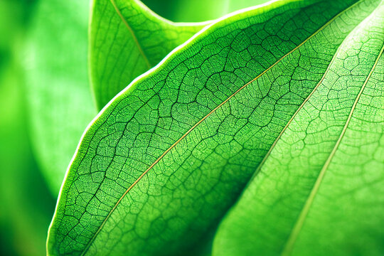 Macro Photography of a freen plant leaf with structure, detail and depth of field