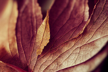 Macro Photography of a red plant leaf with structure, detail and depth of field