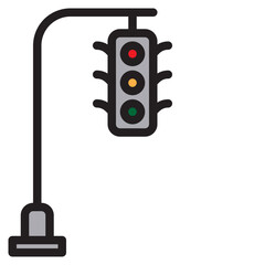 Traffic lights color line style icon