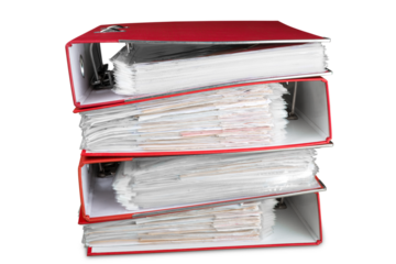 File folders with documents on white background