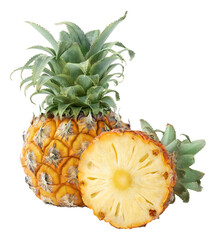 Isolated cut pineapples