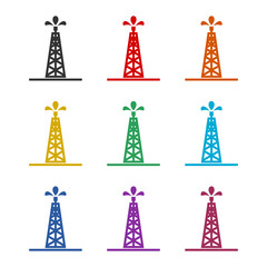 Oil rig icon isolated on white background. Set icons colorful