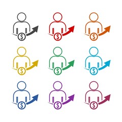 Salary increase icon isolated on white background. Set icons colorful