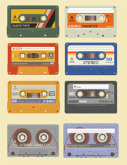 Obraz premium Set of cassette tapes, Vector