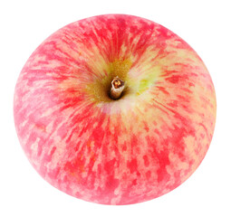 Striped red apple top view, cut out