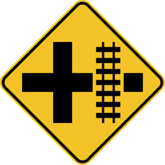 Obraz premium Highway Light Rail Transit Grade Crossing Right Sign