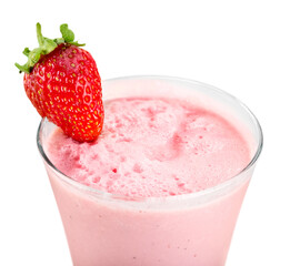 Glass of strawberry milkshake isolated on  background