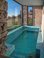 masonry pool in the interior of a villa