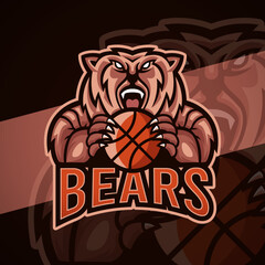 Bear esport mascot illustration logo