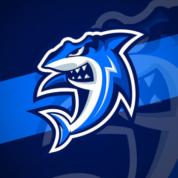 Shark Mascot Esport Logo &mdash; Vector Illustration