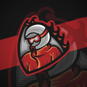 Racing Driver Mascot Logo &mdash; Vector Illustration