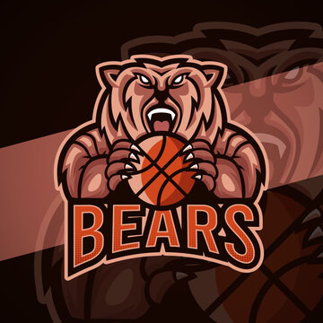 Bear Basketball Mascot Logo &mdash; Vector Illustration