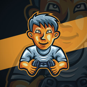 Gamer Boy Mascot Logo &mdash; Video Game Player Avatar