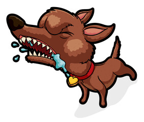 Furious and Little Mad Dog Showing its Teeth, Vector Illustration