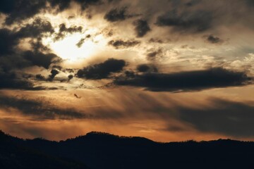 Fototapeta premium beautiful sunsets from the fiery red sky, with the vivid colors of the summer of 2022