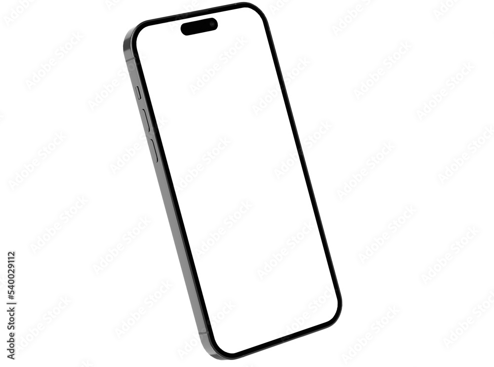 Wall mural smart phone for make mockup premium png with high resolution left side view